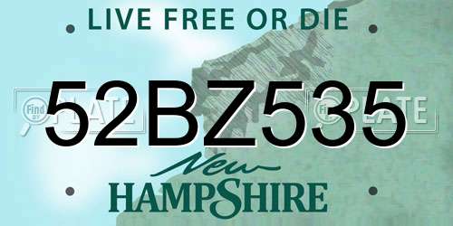 52BZ535 New Hampshire License Plate