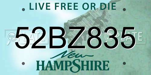 52BZ835 New Hampshire License Plate