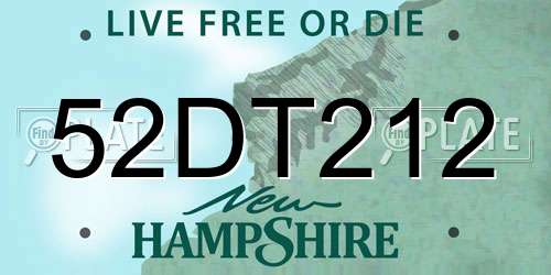 52DT212 New Hampshire License Plate