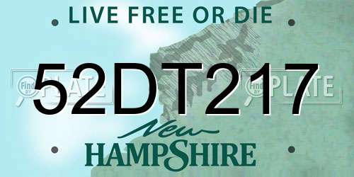 52DT217 New Hampshire License Plate