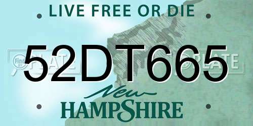 52DT665 New Hampshire License Plate