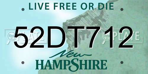 52DT712 New Hampshire License Plate