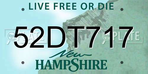 52DT717 New Hampshire License Plate