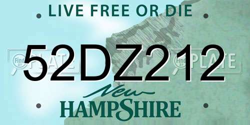 52DZ212 New Hampshire License Plate