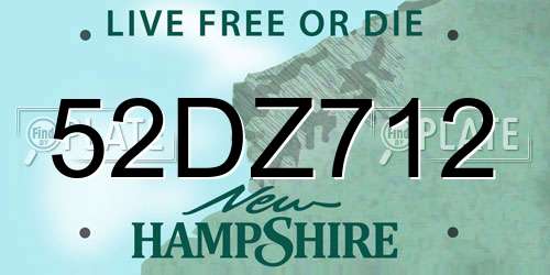 52DZ712 New Hampshire License Plate
