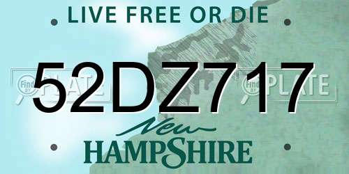 52DZ717 New Hampshire License Plate