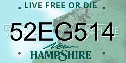 52EG514 New Hampshire License Plate