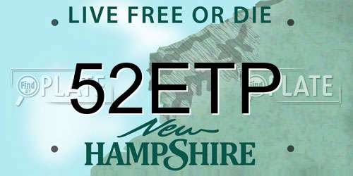 52ETP New Hampshire License Plate