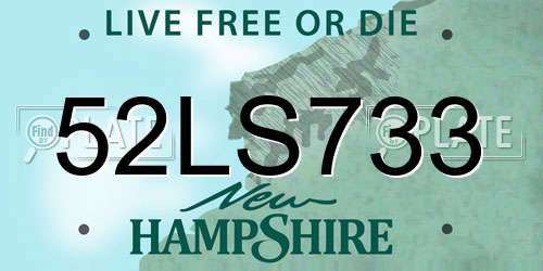 52LS733 New Hampshire License Plate
