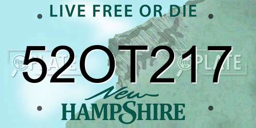 52OT217 New Hampshire License Plate