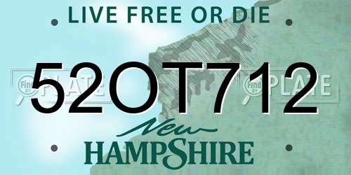 52OT712 New Hampshire License Plate
