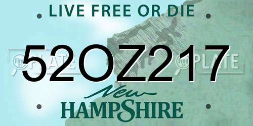 52OZ217 New Hampshire License Plate