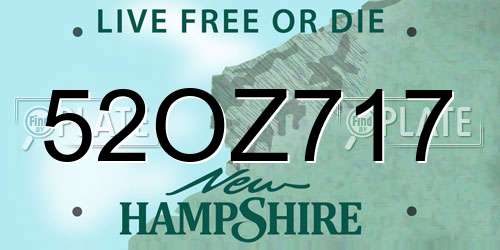 52OZ717 New Hampshire License Plate