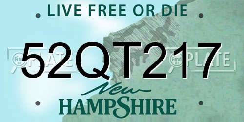 52QT217 New Hampshire License Plate