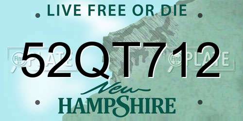 52QT712 New Hampshire License Plate