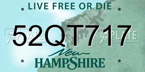 52QT717 New Hampshire License Plate