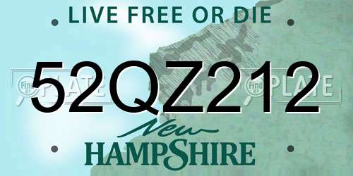 52QZ212 New Hampshire License Plate
