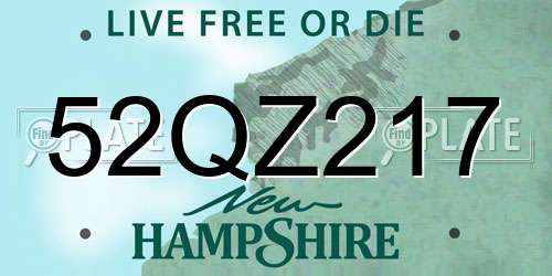 52QZ217 New Hampshire License Plate
