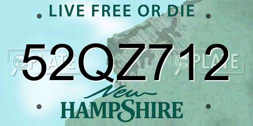 52QZ712 New Hampshire License Plate