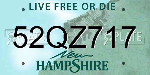 52QZ717 New Hampshire License Plate