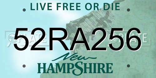 52RA256 New Hampshire License Plate