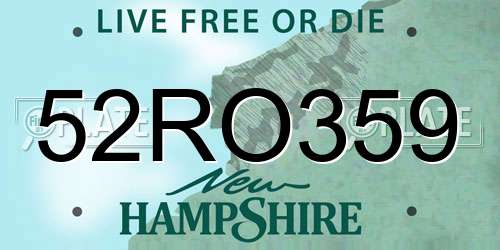 52RO359 New Hampshire License Plate
