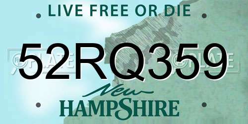 52RQ359 New Hampshire License Plate