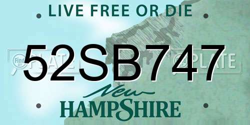 52SB747 New Hampshire License Plate