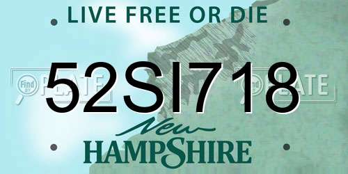 52SI718 New Hampshire License Plate