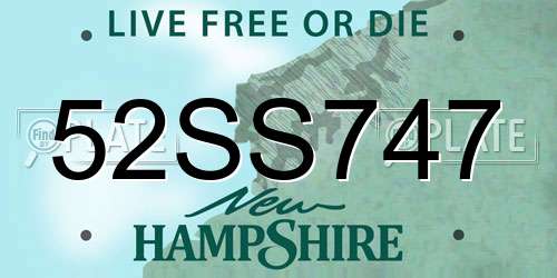 52SS747 New Hampshire License Plate