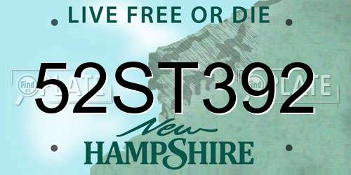 52ST392 New Hampshire License Plate