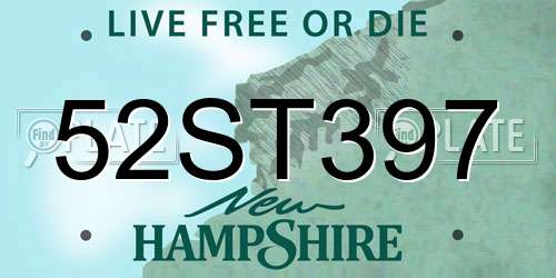 52ST397 New Hampshire License Plate