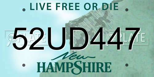 52UD447 New Hampshire License Plate