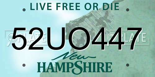 52UO447 New Hampshire License Plate