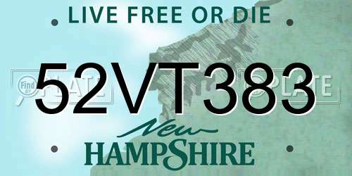 52VT383 New Hampshire License Plate