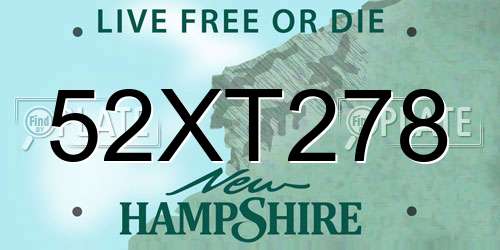 52XT278 New Hampshire License Plate
