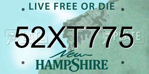 52XT775 New Hampshire License Plate
