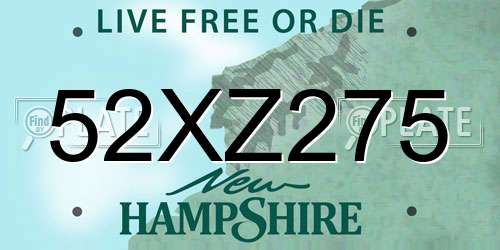 52XZ275 New Hampshire License Plate