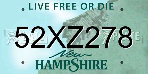 52XZ278 New Hampshire License Plate