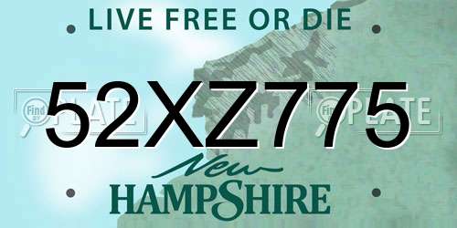 52XZ775 New Hampshire License Plate