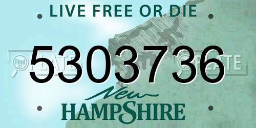 5303736 New Hampshire License Plate