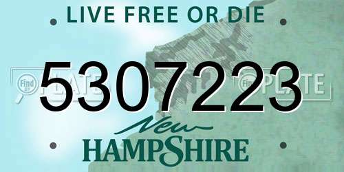 5307223 New Hampshire License Plate