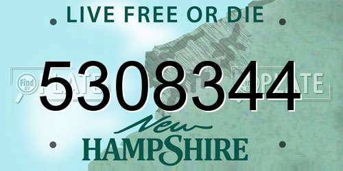 5308344 New Hampshire License Plate