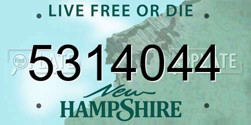 5314044 New Hampshire License Plate