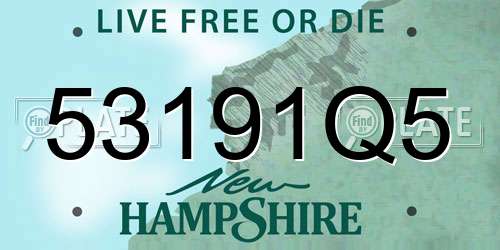 53191Q5 New Hampshire License Plate
