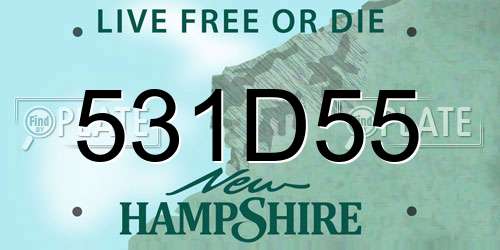 531D55 New Hampshire License Plate
