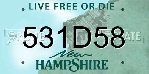 531D58 New Hampshire License Plate
