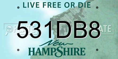 531DB8 New Hampshire License Plate