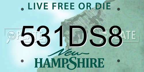531DS8 New Hampshire License Plate