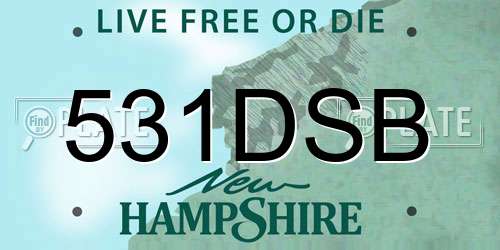 531DSB New Hampshire License Plate